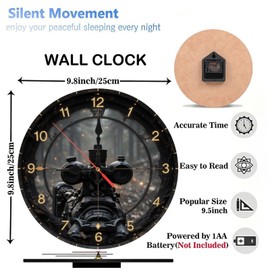 Lancholy 10-Inch Silent Wooden Wall Clock, Sniper Scope Clock Wall Decor Tactical Rifle Hunting ” Silent Non-Ticking Clock, Battery Operated (AA Batteries Not Included), Artistic Home Decor