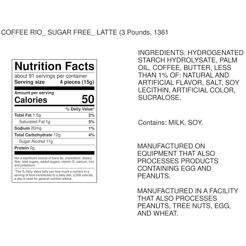 Coffee Rio Sugar-Free Coffee Bulk Candy, 3 Pound Bag Individually
