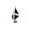 9" x 6" Scotland St Andrews Saltire Scottish Navy Blue Large Desktop Table Flag With Wooden Base & Pole Ideal For Party Conferences Office Display