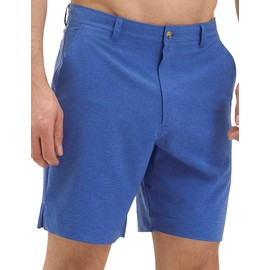 Mens Lightweight Hybrid Hiking Shorts 7" Inseam Athletic Outdoor Performance Quick-Dry Breathable Flat-Front Travel Casual Short UPF 50+ (Color: Blue EVE, Size: 34)