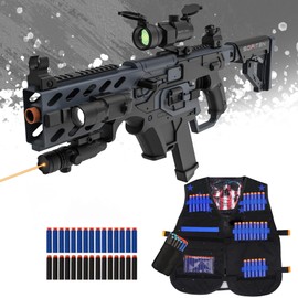 Realistic Toy Foam Blaster Guns Automatic Vest Toy Foam Blaster with 120 Darts and Flashlight The Outdoor Activity Game Gifts for Adults Kids Birthday Xmas Gun