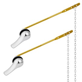Alldrmtrue Toilet Handle Replacement Kit, 2 Pack Toilet Lever Flush Handle, Aluminum Alloy Rod, Universal Fitting Parts, Front Mount, Chrome, Silver