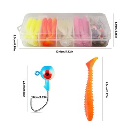 Beatyarmy 36 Pcs Fishing Lures with Heads Hooks Kit Artificial Soft Plastic Grubs Soft Fishing Soft Lures for Bass Freshwater Saltwater Crappie Trout
