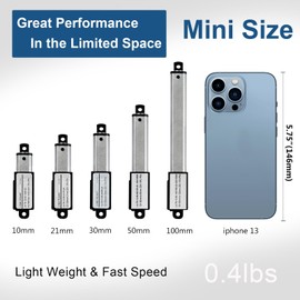 DC HOUSE Mini Electric Linear Actuator Stroke 1.2"–Force 4.5 lbs–12V | High-Speed 1.97"/sec–Weight 0.1KG Ideal for Intelligent Range Hood, Cabinets, Window Opener, Robotics, Home Automation