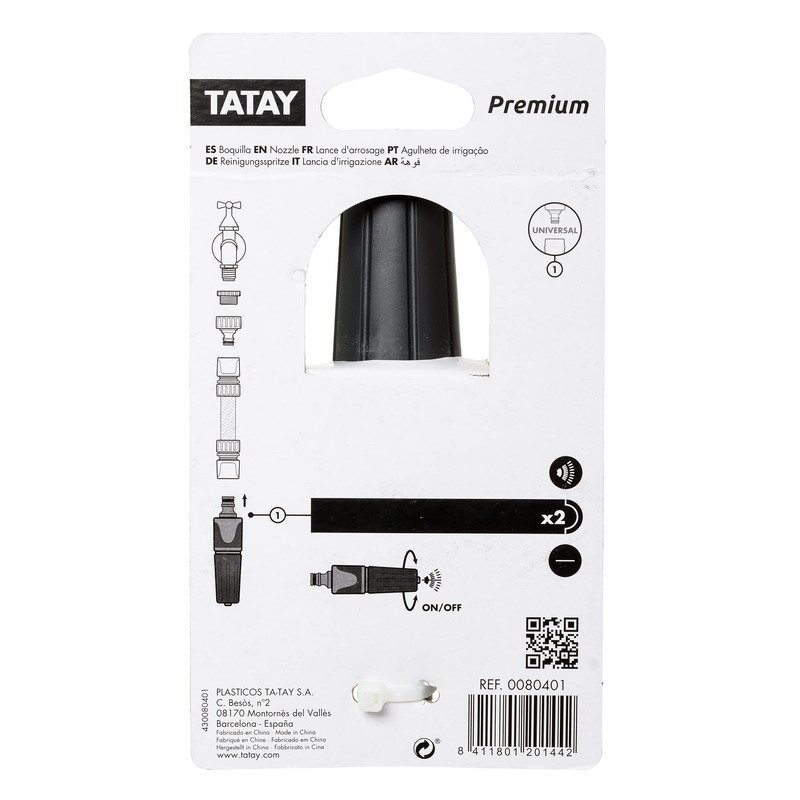 TATAY 0080401 Premium Nozzle for Hose, Universal Connector, 2 Positions,
