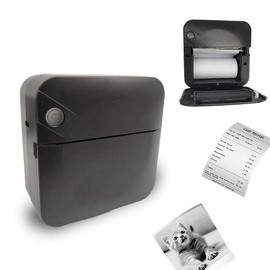 USB Portable Mini Photo Printer, 1 Set Mobile Phone Photo Printing Machine, Wireless Printer with 11 Rolls Thermal Paper for Home Office School:_Black_1 set