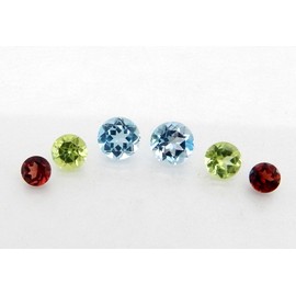 Myhealingworld Multi Stone AAA quality calibrated round 4mm 5mm and 6mm Brilliant Cut Loose gemstone Crystals Chakra Healing for making jewelry Mix Color Box Pack of 6 stone, BOX 27–Garnet 2, Peridot
