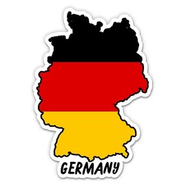 Squiddy Germany Map with Flag - Vinyl Sticker for Car, Laptop, Notebook - 5"