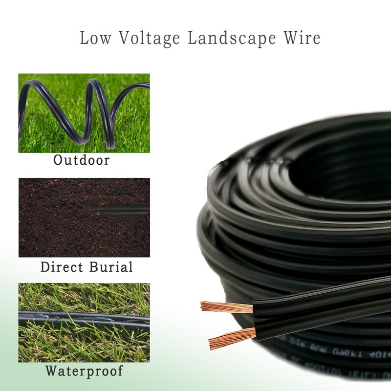 Cableague 12/2 Low Voltage Landscape Lighting Wire 200ft 12AWG*2C Waterproof