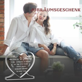 Juratar® 1st Anniversary Gift for Couples 1st Wedding Anniversary Gifts for Him and Her Anniversary Gift for Husband Heart Shaped Acrylic Home Decoration 1 Year Anniversary for Wife