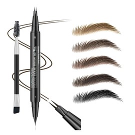 5 Farben flüssig Härchenzeichnung Augenbrauenstift mit Gabel & spitz Varianten für undichte Augenbrauen, Hair-like Eyebrow Pen with Brow Spoolie (#1 Hellbraun)