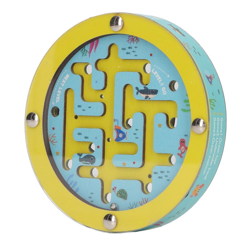 Balance Maze Game Double Sided Educational Round Portable Wooden Ball