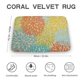 TESIQIMT Rustic Bathroom Rug,Abstract Yellow and Blue Petals,Bathroom Rug Mat Non Slip Door Mats,Soft Bath Mat for Home Decor,Mud Mat for Indoor and Outdoor,15.7x23.6Inches