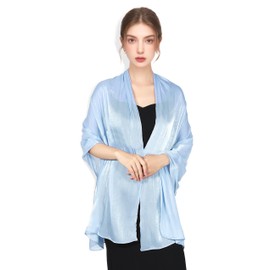 JENSVOIR Shawl Wraps for Women - Blue Shimmering Chiffon Lightweight Soft Fashion Scarves, Versatile Headscarf, Neck Scarf, Shawl for Evening Dresses