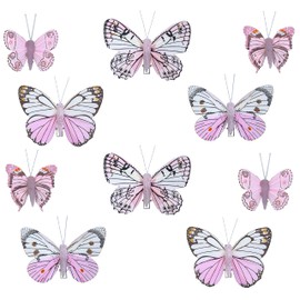 MIK funshopping Colourful Butterfly Clip On Decoration (10 Piece Set, Pale Pink/White)