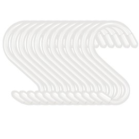 DINGEE 3 Inch 12 Pack Small S Hooks,Heavy Duty S Hooks for Hanging Plants,Vinyl Coated Non Slip S Hook,White S Hook for Hanging Plants, Clothes, Kitchen Utensil, Pots, Pans, Bags,Pot Rack ﻿