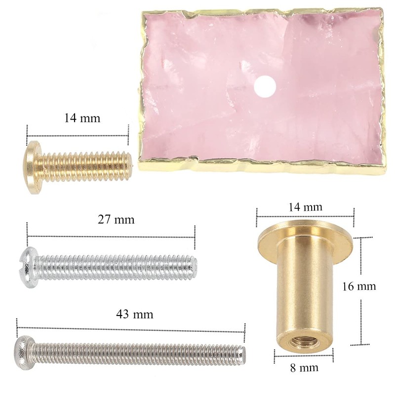mookaitedecor Set of 4 Natural Rose Quartz Drawer Knobs with