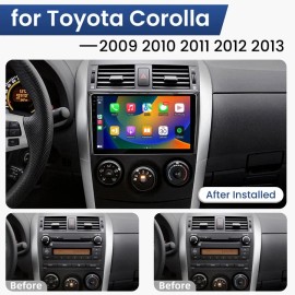 Virego 9'' For Toyota Corolla 2009-2013 Apple CarPlay Android 14 Car Stereo Radio 2+32G