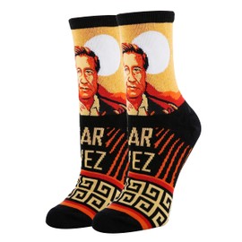 ooohyeah Women’s Novelty Funny Crew Socks, Public Figures Cotton Dress Socks Gift - Cesar Chavez