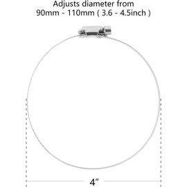 EVERMARKET 4 Inch Duct Clamp, Stainless Steel Large Hose Clamp Adjustable Diameter 91-114mm Worm Drive Clamp for Plumbing Dryer Vent for Automotive Mechanical Agriculture, 4 Pack