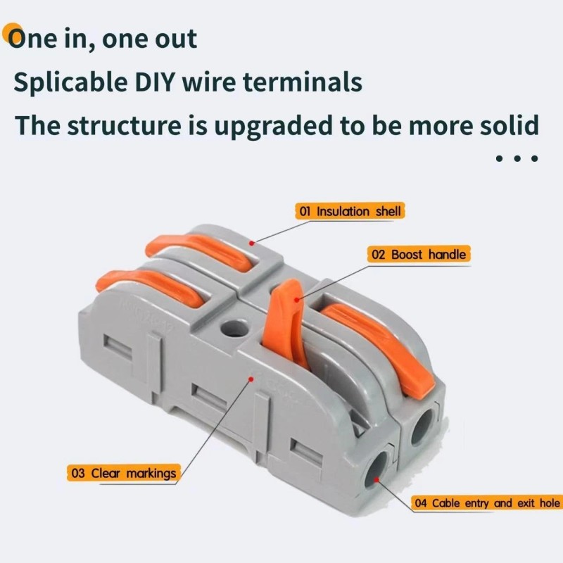 Eugiichr 44 PCS Lever Wire Connectors Nuts Kit - 1/2/3