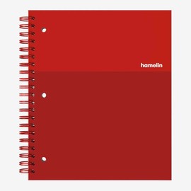 Hamelin, College Ruled Notebook/Journal, 8.5inx11in, Spiral bound, Hardcover, 1 Subject Notebook, 75shts/150 Pages RUBY Red