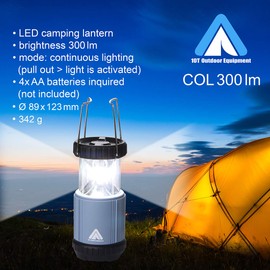 10T COL 300 Bright Camping Lamp with 300 Lumens COB LED 5W Diameter 89 x 123 mm 342 g Lantern Blue