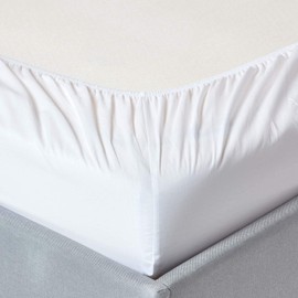 HOMESCAPES Percale Fitted Sheet, White, 90 x 190 cm, Flat Sheet Egyptian Cotton, Fitted Sheet with Elastic Band, 200 Thread Count