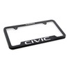 Honda Civic White UV Printed Black Plastic License Plate Frame