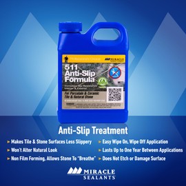 Miracle Sealants 511 Anti-Slip Treatment for Tile and Stone Floors, Showers, Pool Decks, Quart