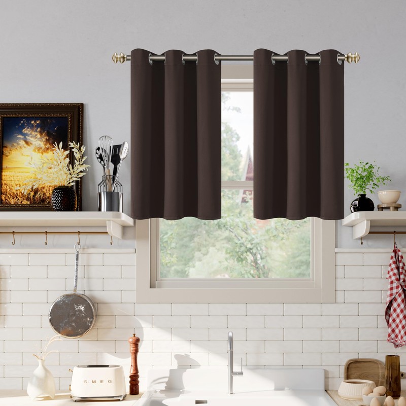 YoungsTex Short Blackout Curtains 36 Inch Length for Kitchen Window