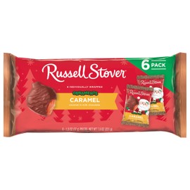 Russell Stover Milk Chocolate Caramel Ornaments, 6 Individually Wrapped 1.3 Oz Ornaments, 7.8 Oz Package