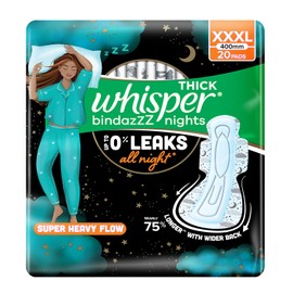 Whisper Ultra Night - Almohadillas sanitarias para mujer, XXXL 20 servilletas