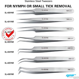 YNR Tick Remover Tweezers, Stainless Steel, Professional Tick Flea Removal Tool for Humans and Pets L6