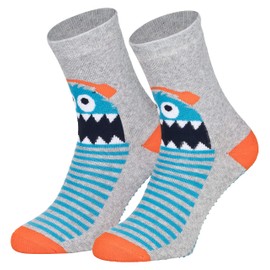 Piarini 2 Pairs Children's Stopper Socks ABS Socks – Non-Slip Socks with Cotton Knobs – Boys Girls Curly - 27-30