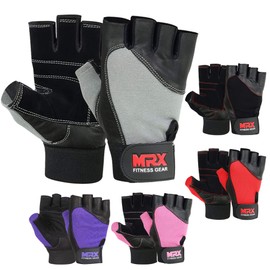 MRX Weight Lifting Gloves Gym Training Bodybuilding Fitness Powerlifting Workout Weightlifting Gloves Genuine Leather for Men & Women