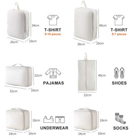 Geoyien Packing Cubes, 6 Piece Packing Cubes for Suitcases, Suitcase Organiser Bags, Waterproof Packing Cubes for Backpack Suitcase, Travel Essentials Bag Compression Storage Bags, Blue