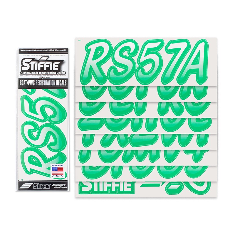STIFFIE Whipline White/Teal 3" Boat & PWC Registration Decals •