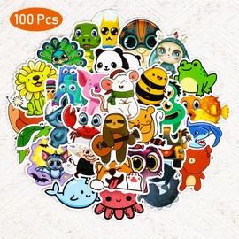 Aesthetic Stickers, 100 Pcs Cute Kawaii Sticker Animal Vinyl Cartoon Anime Indie Waterproof Scrapbooking Decorative Sticker for Car Scrapbook Water Bottle Laptop Phone Skateboard Luggage Guitar