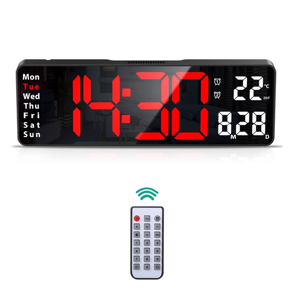 ORIA Digital Alarm Clock, 13" Large Display Wall Clock with
