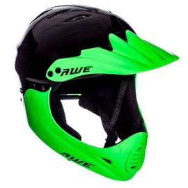 AWE® AWEBlaze™ Junior 16+ /Adult BMX/Bike Full Face Helmet Black/Green Medium 56-58cm CE EN1078 FREE 5 YEAR CRASH REPLACEMENT*