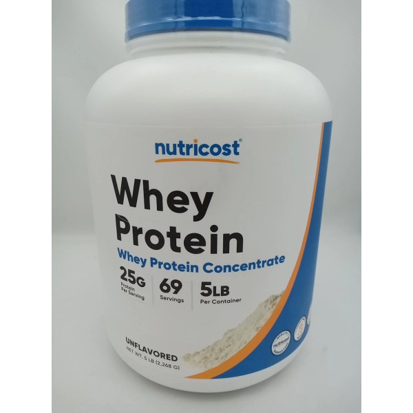 Nutricost Whey Protein Concentrate (Unflavored) 5LBS - Protein Powder