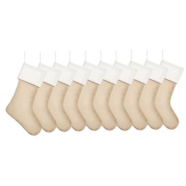 Kunyida 18" Burlap Christmas Stockings Bulk Plain Xmas Neutral Stockings for Fireplace Hanging,Pack 10