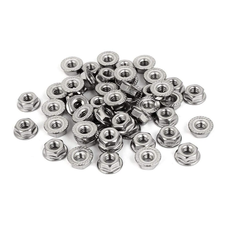 RUOFENG Stainless Steel Serrated Hex Flange Lock Nuts 50pcs (M5)