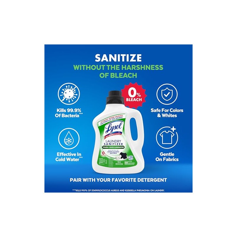 Lysol Tough Odor Eliminator Laundry Sanitizer Additive, Sanitizing Liquid for