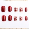 BFY Fall Press on Nails Short Square Fake Nails, Red