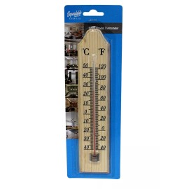 Dependable Industries Wood Indoor Wall Thermometer with Double Scales Fahrenheit (℉) and Celsius (℃)