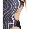 ARENA Women's Standard Performance Marbled Challenge Back Swimsuit, Black/Black Multi