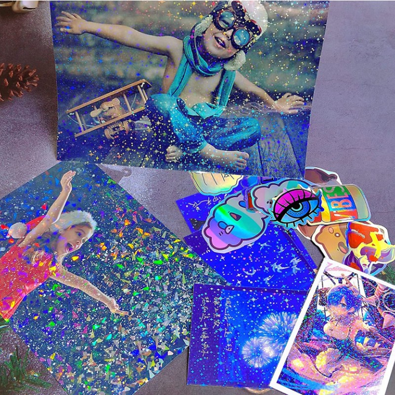 50 Sheets Holographic Cold Laminate Sheet Cuttable Waterproof Scratch Resistant