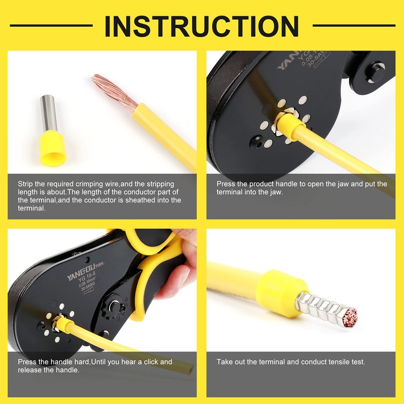 Yangoutool Ferrule Crimping Tool: AWG 30-5 Hexagonal Design for Increased